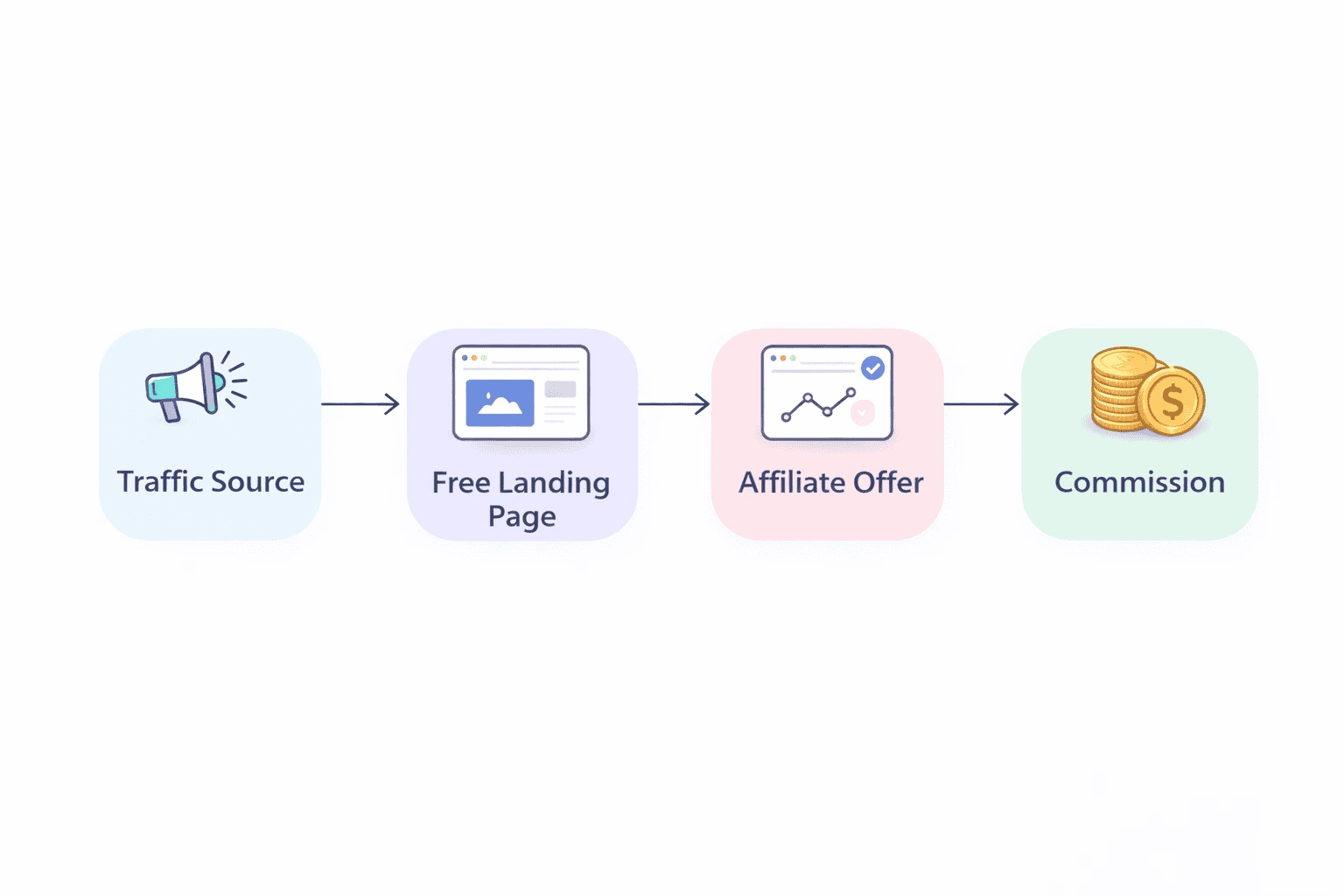 How to Create a Free Landing Page for Affiliate Marketing (No Domain Needed) How to create a free landing page for affiliate marketing funnel diagram.