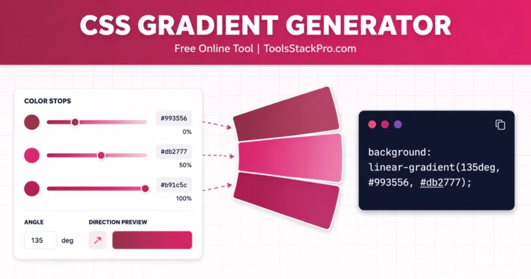 CSS Gradient Generator: Free online tool to create linear, radial, and conic CSS gradients at ToolsStackPro.com