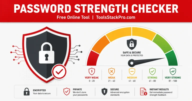 Password Strength Checker: Free online tool to evaluate password entropy and crack risks at ToolsStackPro.com