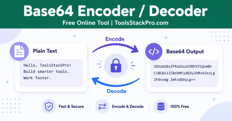 Base64 Encoder / Decoder: Free online tool to safely translate text to and from Base64 at ToolsStackPro.com