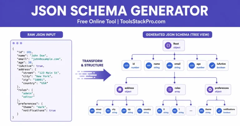 JSON Schema Generator: Free online tool to build data structures at ToolsStackPro.com