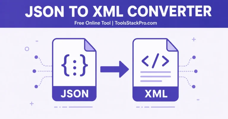 JSON to XML Converter: Free online tool to convert JSON data into valid XML at ToolsStackPro.com