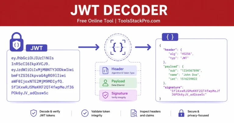 JWT Decoder: Free online tool to decode header and payload metadata at ToolsStackPro.com