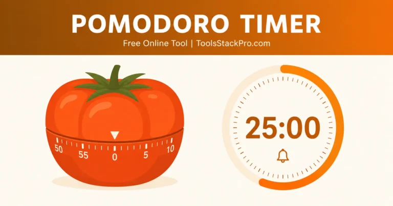 Pomodoro Timer: Free online tool to run focused work sprints and breaks at ToolsStackPro.com